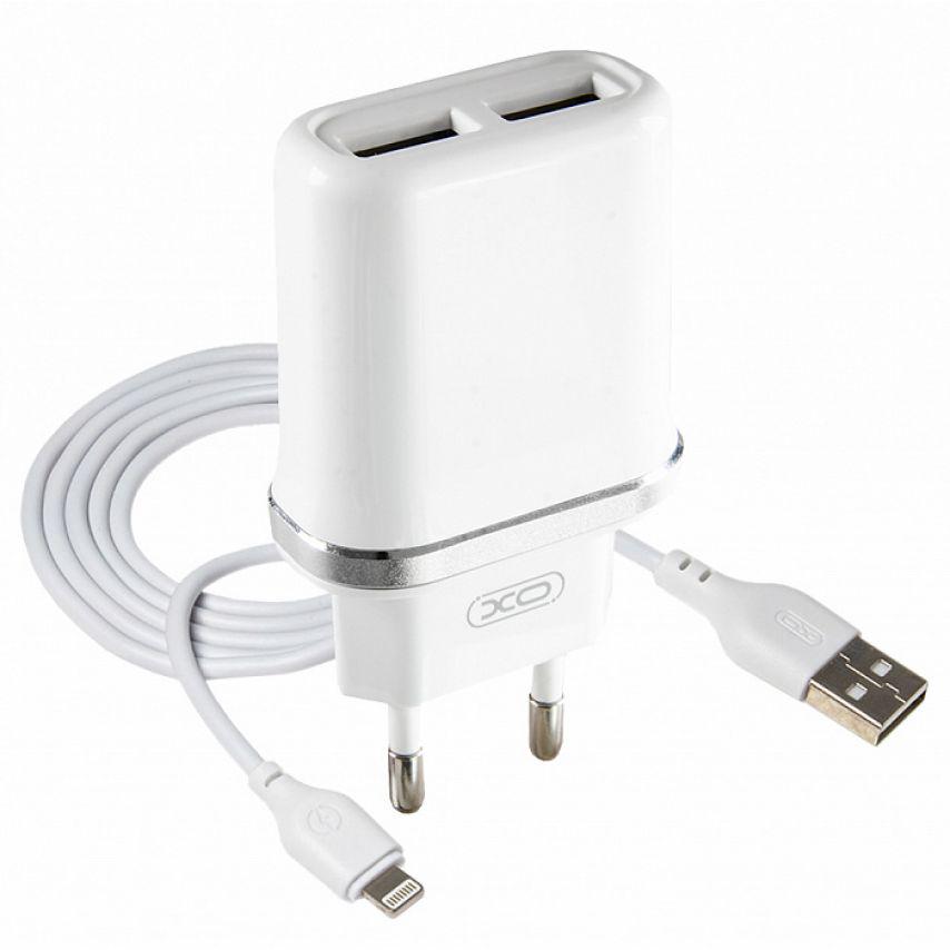 Зарядное устройство для телефонов XO L52 Lightning 2 USB/2,1A White (2710000197348)