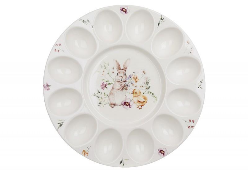 Блюдо для яиц и кулича пасхальное Весенняя История D 26х2,4 см (K095)