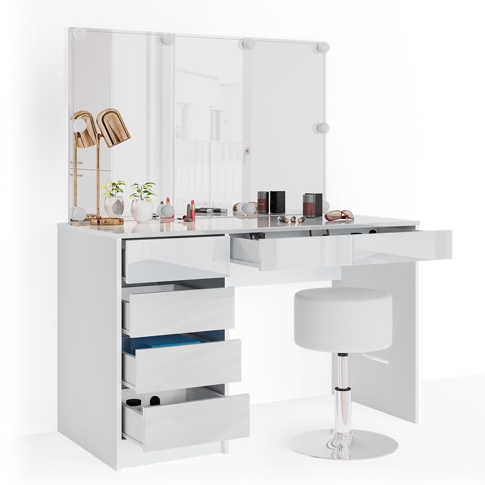 Туалетный стол Vicco Sherry с подсветкой и стулом Белый глянец - фото 7 Туалетный стол Vicco Sherry с подсветкой и стулом Белый глянец - фото 7