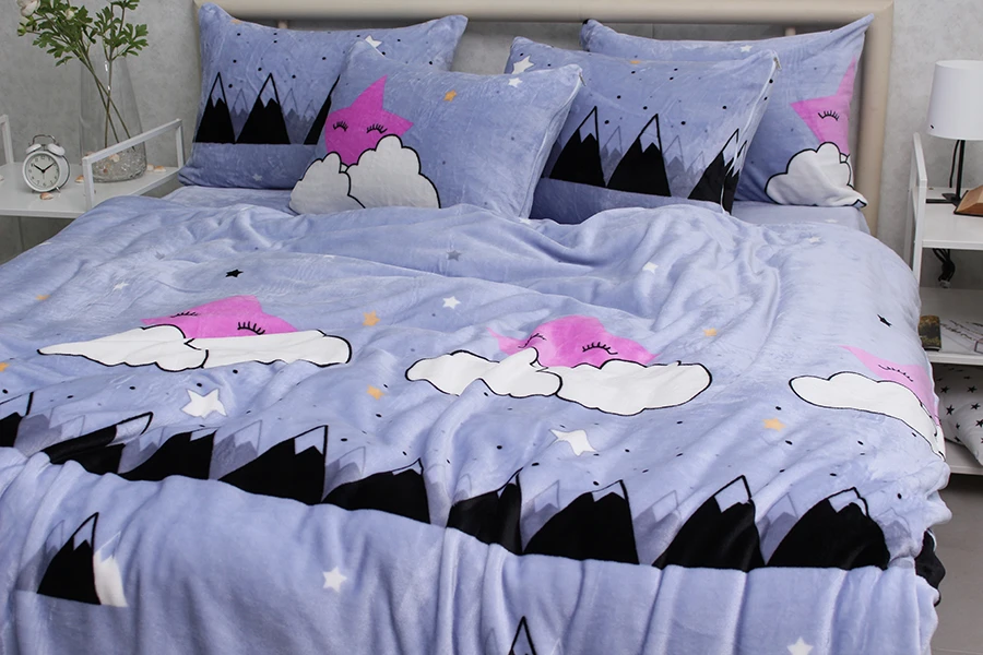 Комплект постільної білизни TAG Tekstil велсофт ALM1916 двоспальний (18773) - фото 3