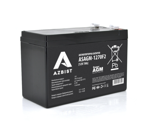Аккумуляторная батарея для ИБП Super AZBIST ASAGM-1270F2 12V 7Ah Черный (625975)