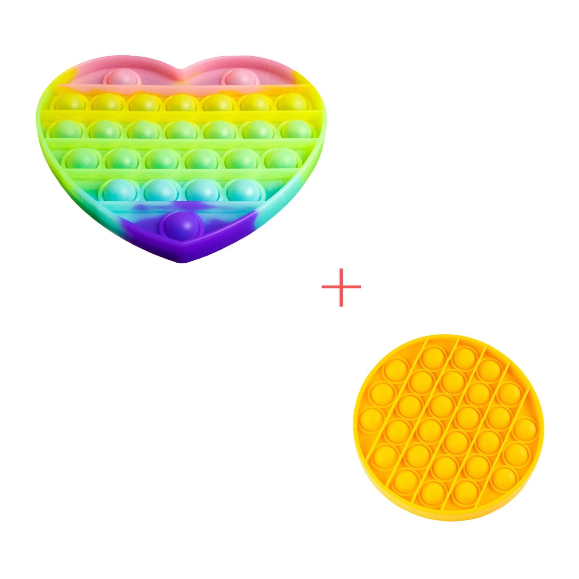 Набор игрушек антистресс Sibelly Pop It Сердце Glow in Dark Mono Круг Yellow Yellow