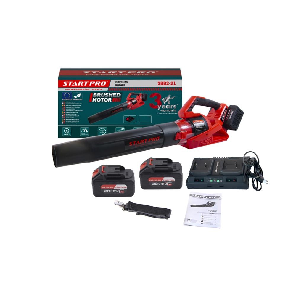 Повітродувка акумуляторна START PRO SBB2-21 з акумуляторами 4 Ah 6385 2 шт. та зарядним пристроєм на два акумулятори (6389)