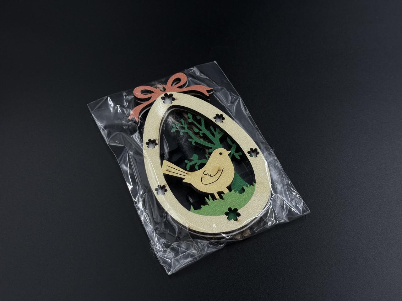 Заготівка-підвіска для рукоділля Пасхальне яйце з пташкою під декупаж і розпис 9х5,7 см Різнокольоровий (XV-001) - фото 2