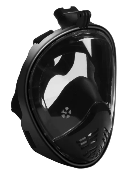 Панорамна маска для плавання RoundTech S/M з кріпленням для камери Black - фото 7