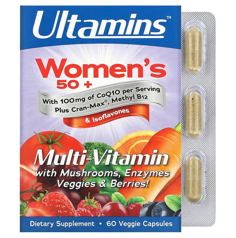 Витамины Ultamins Women's 50+ Multivitamin with CoQ10 Mushrooms Enzymes Veggies&Berries 60 капсул (ULM-01273)