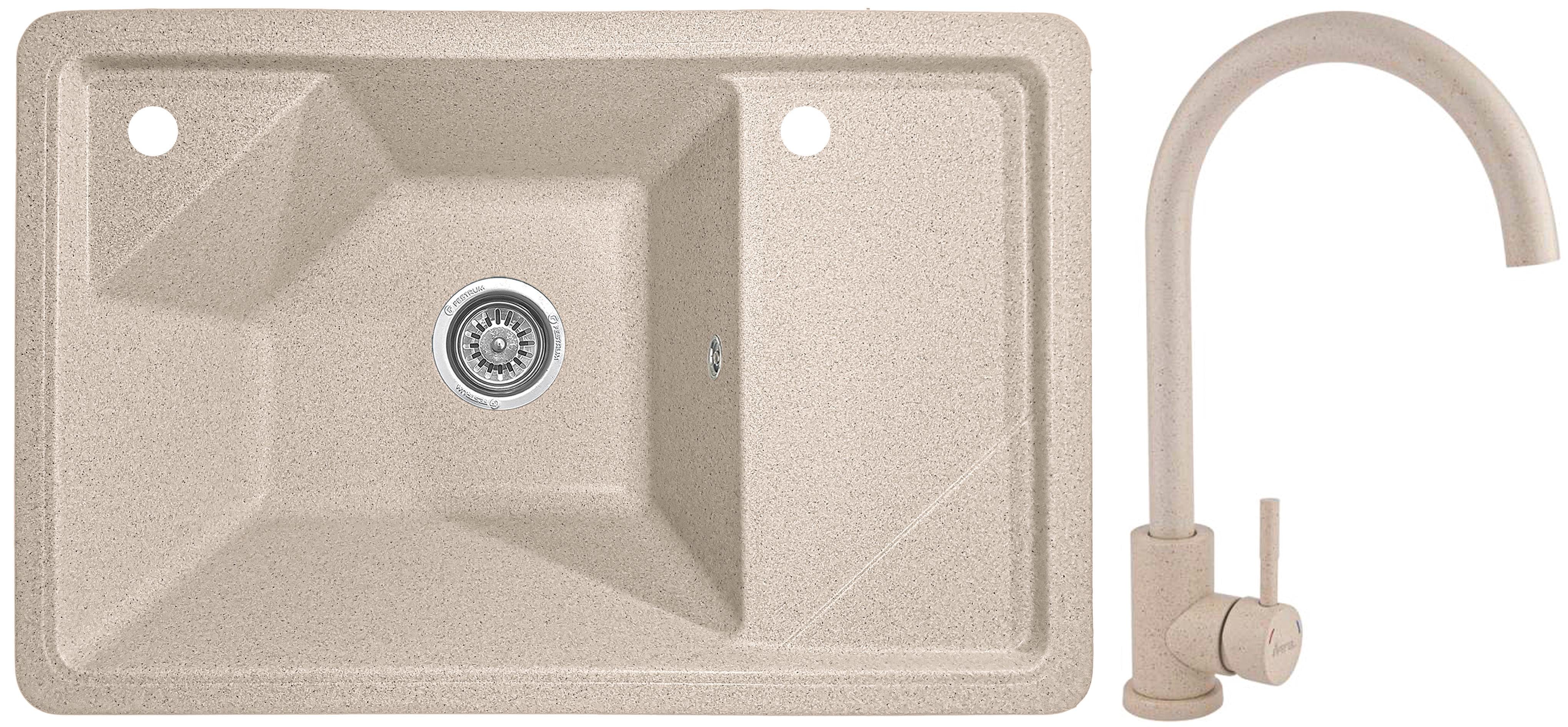 Мийка кухонна Valetti 64DR зі змішувачем 720х465 мм Бежевий