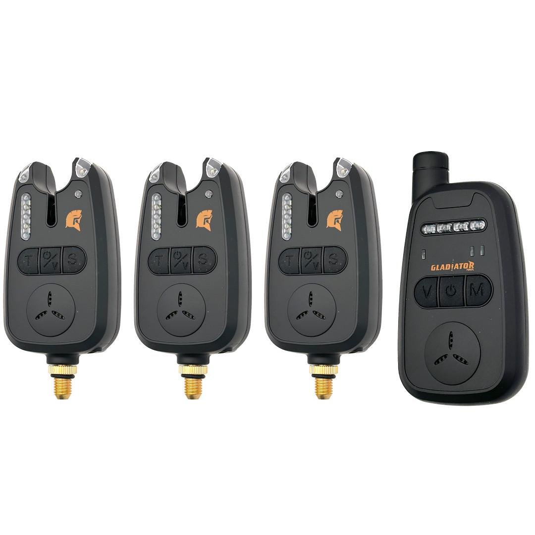 Набор сигнализаторов поклевки Gladiator RF298 3+1 с пейджером в кейсе Black (RF2983)
