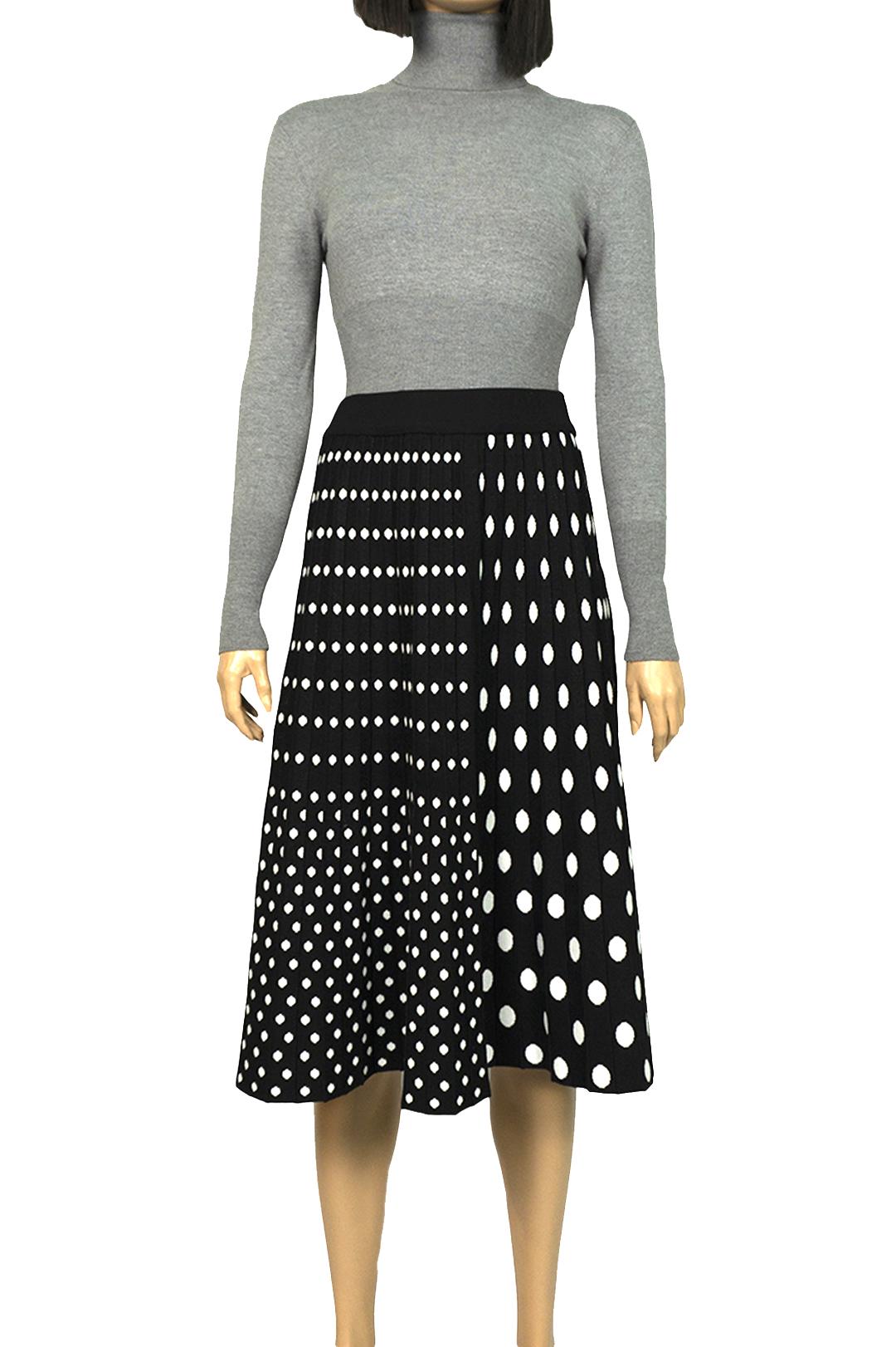 Спідниця міді двостороння Forza Viva MW-KS-1985 трикотажна р. 42 Чорно-білий (17852322) - фото 7