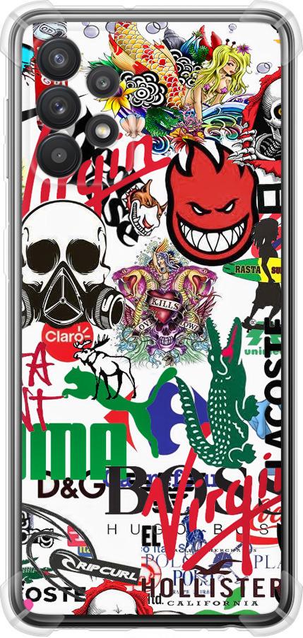 Чехол на Samsung Galaxy A32 A325F Many different logos (4022sp-2204-42517)