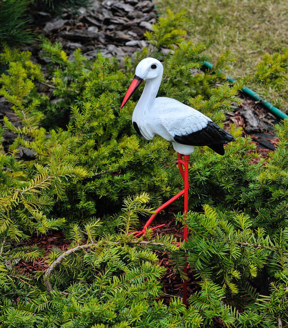 Садовая фигура Аист малый керамический на металлических лапах