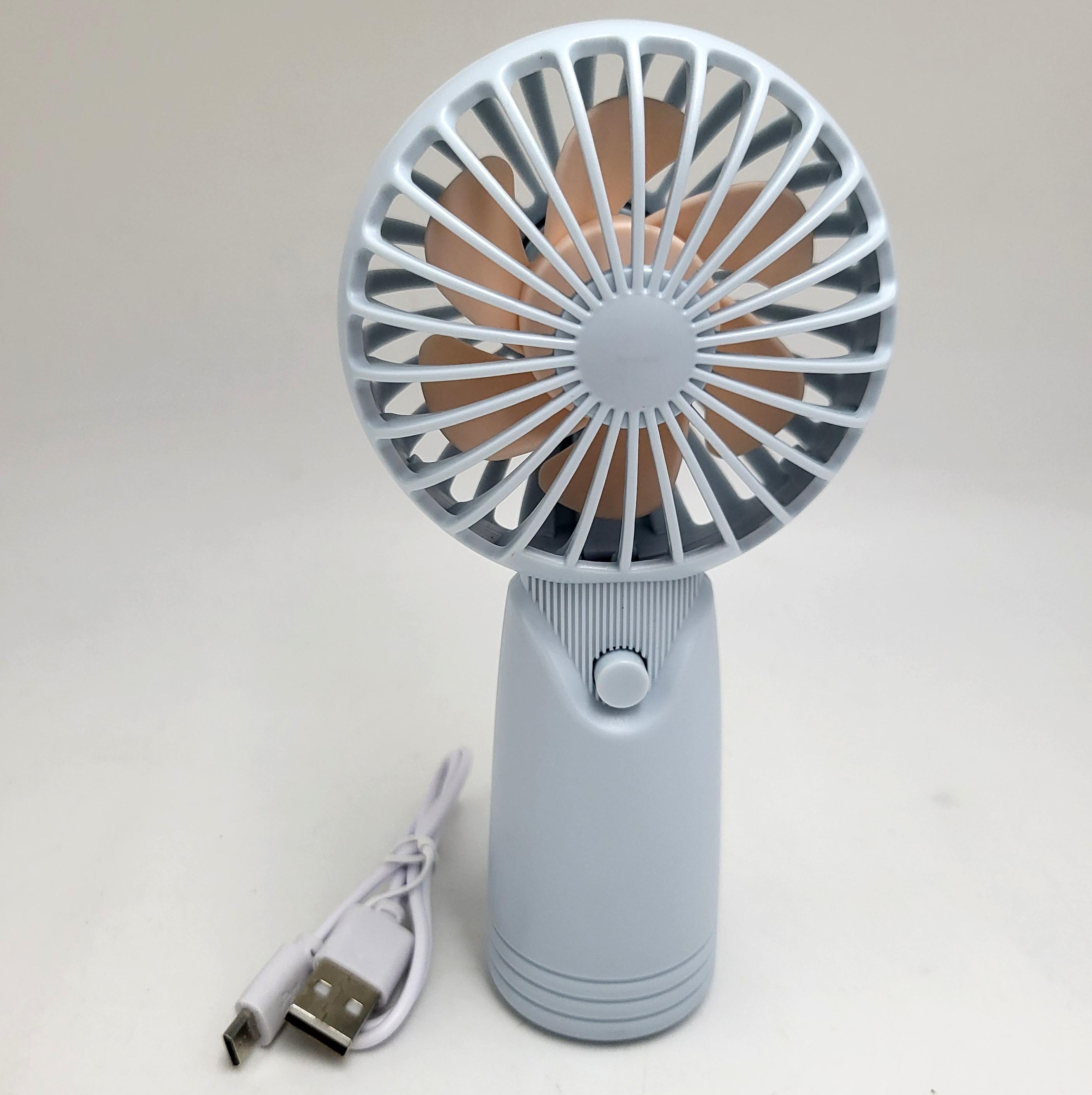 Вентилятор аккумуляторный Handy Mini Fan с LED индикацией мини с ручкой USB 10 см Голубой