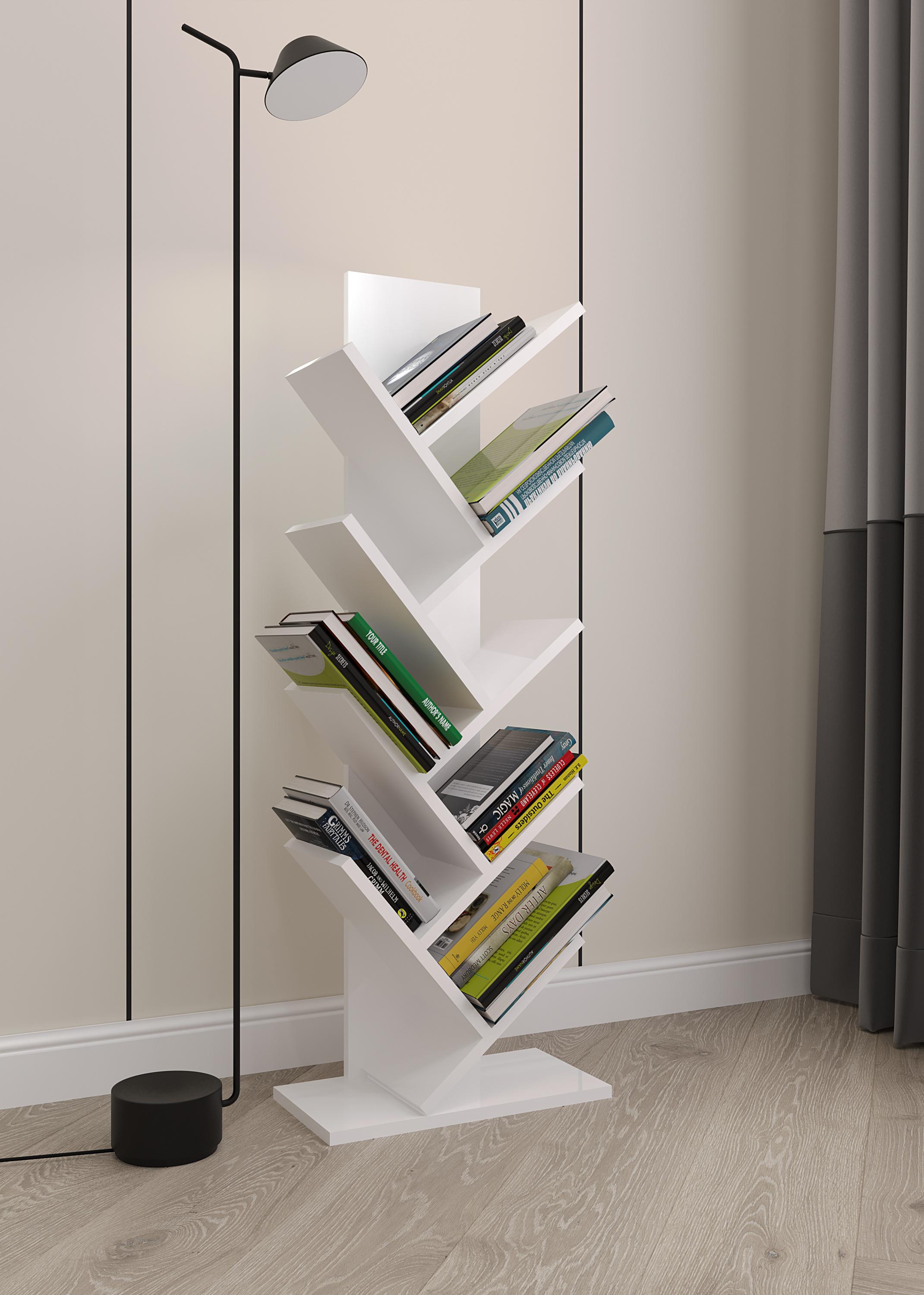 Полка книжная фигурная P-33 400x216x1100 мм Белый