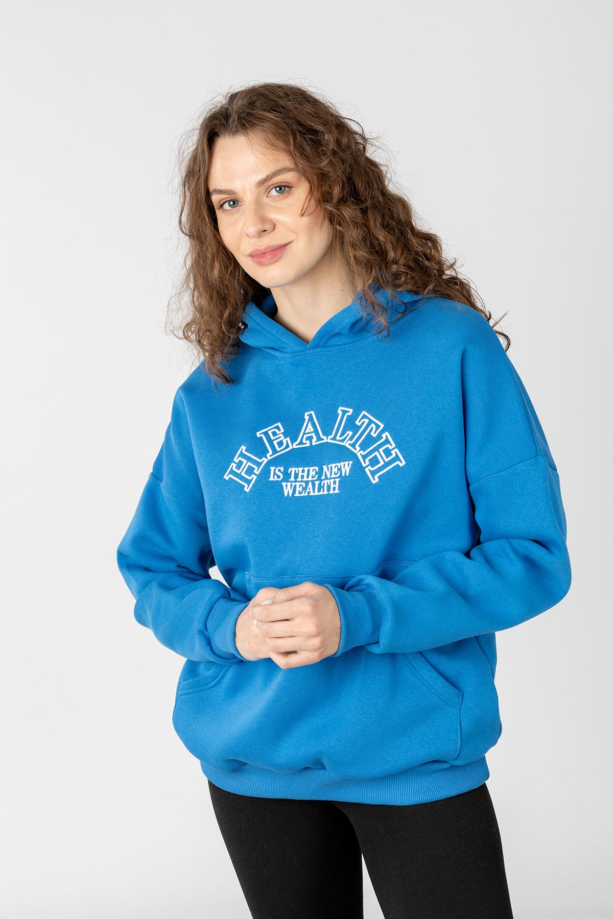 Худи женское ЦБ-00233499 р. 46 Голубой (SKT000941632)