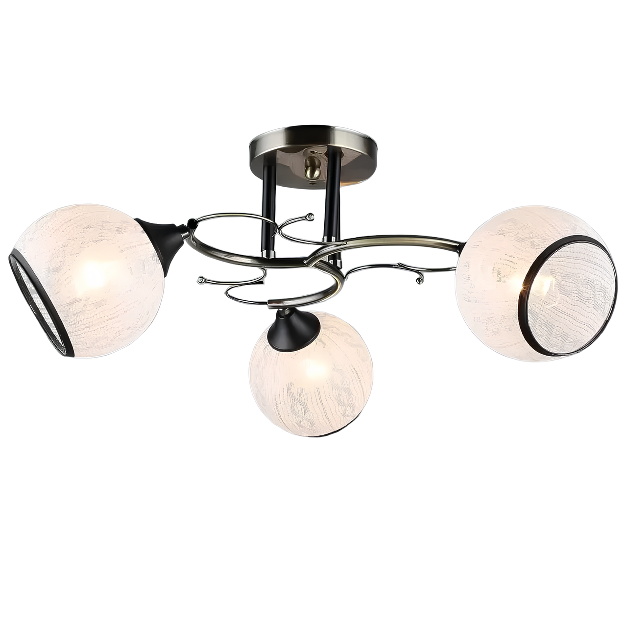 Люстра Svet на три плафона с декоративным узором под лампу Е27 Белый (SR-A3842/3 AB+BK)