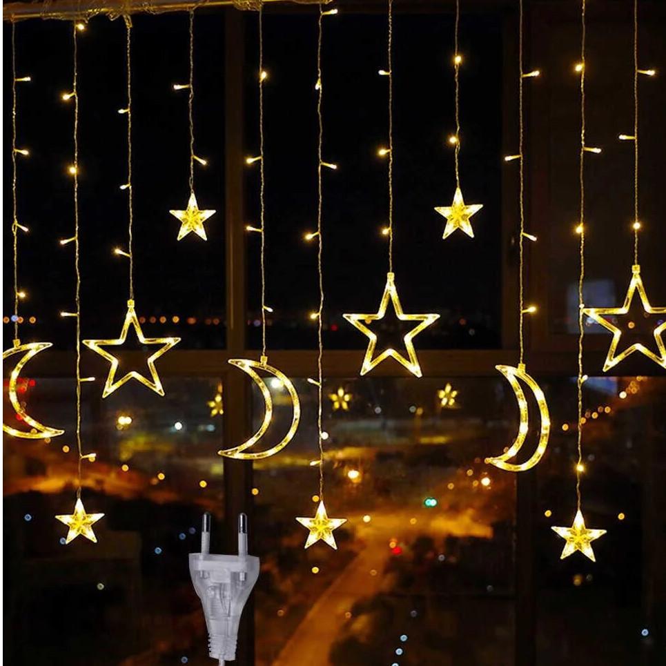 Гирлянда Led Звезда и месяц шторка с пультом ДУ (FG2)