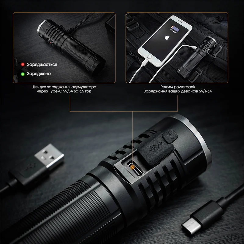 Ліхтар акумуляторний водонепроникний 5000lm 5000 mAh (0033) - фото 11 Ліхтар акумуляторний водонепроникний 5000lm 5000 mAh (0033) - фото 11