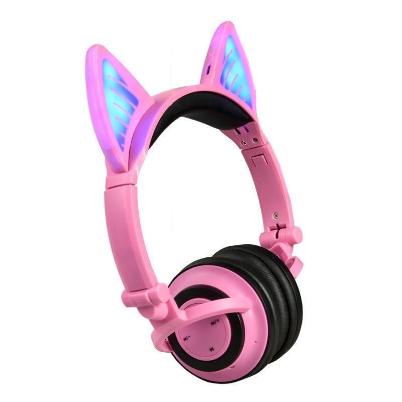 Наушники UFT BL107 LED с кошачьими ушками Pink