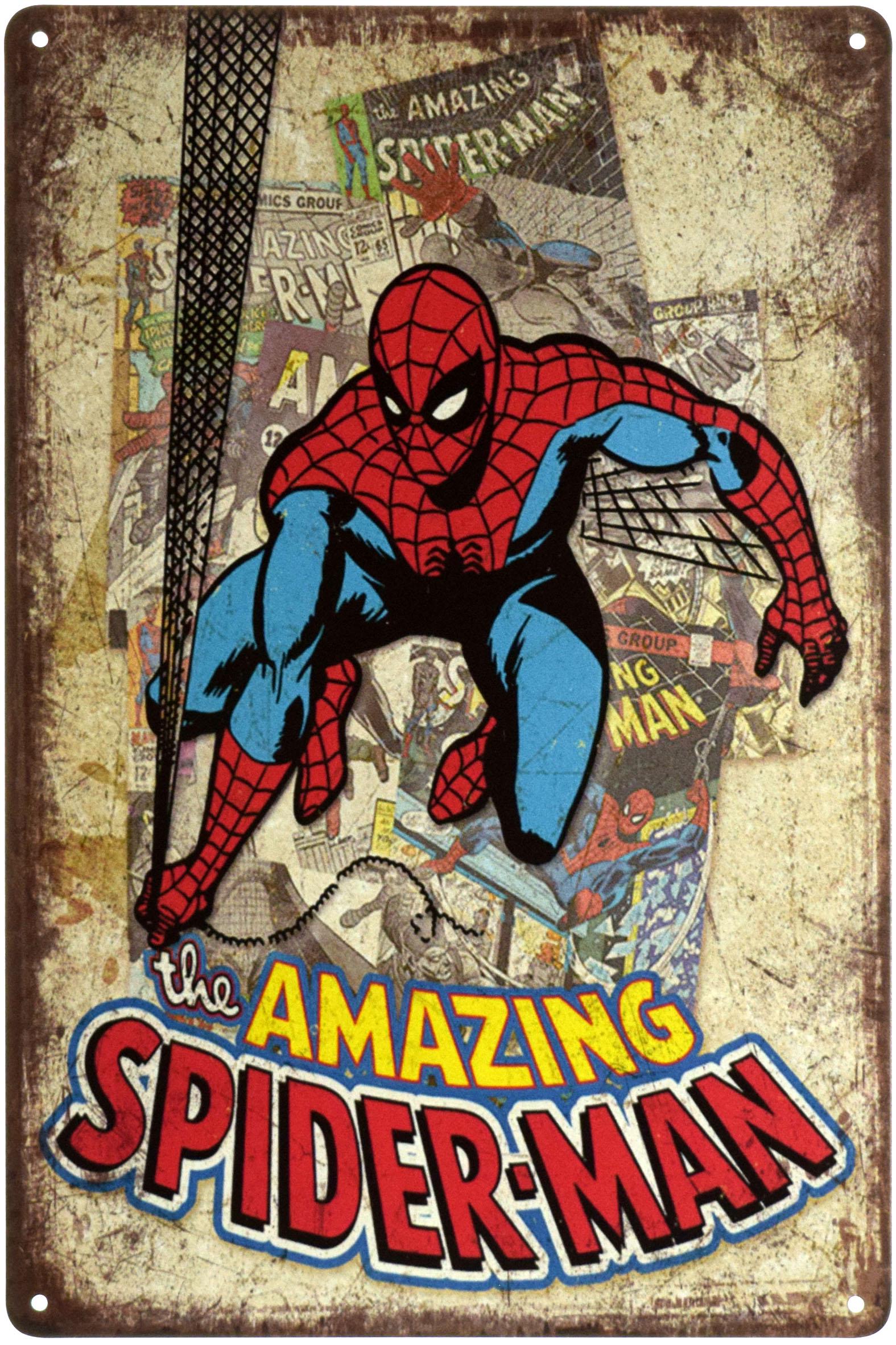 Табличка металлическая Невероятный Человек-Паук В Прыжке/The Amazing Spider-Man 20x30 см - фото 1