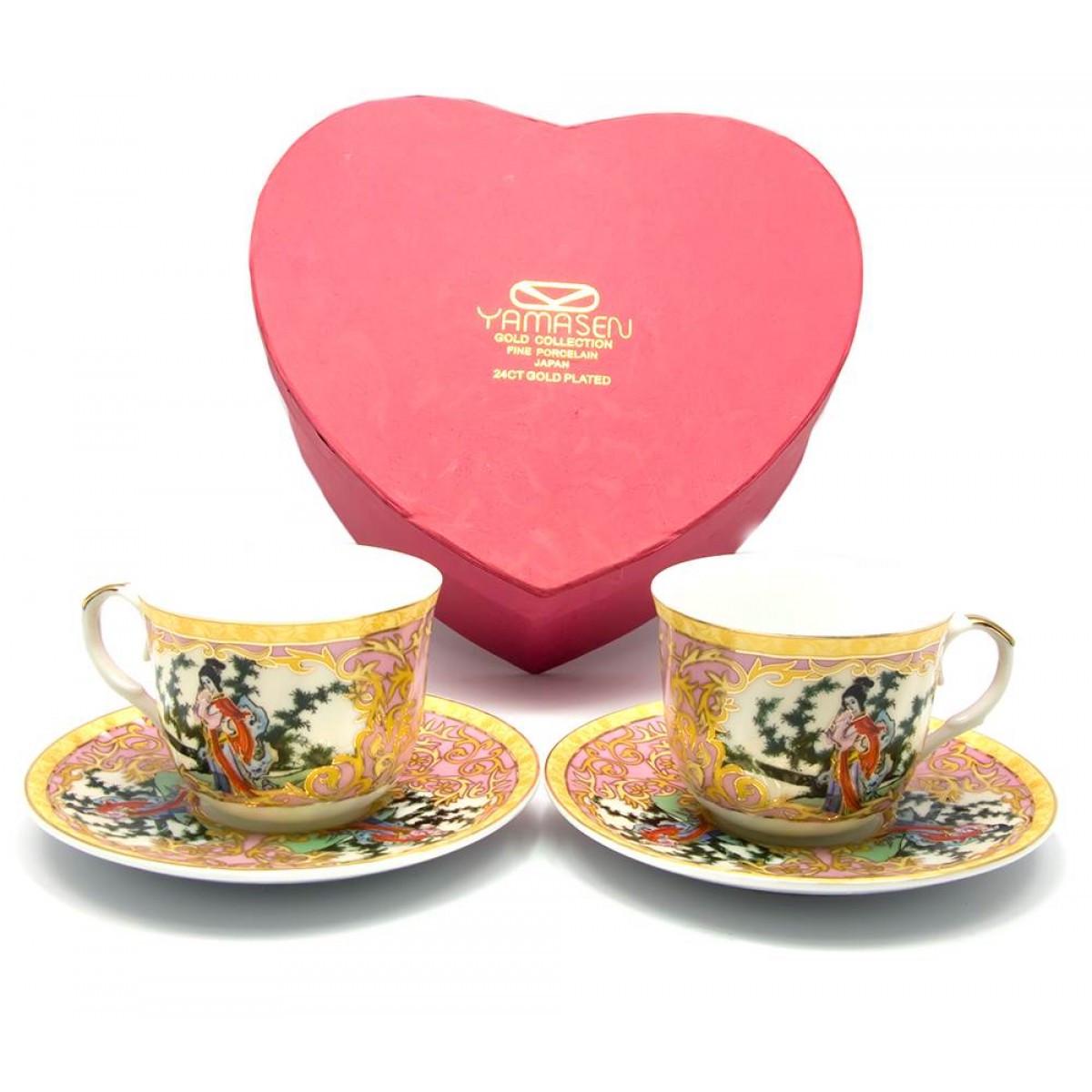 Сервіз порцеляновий дракони 2 чашки 160 мл/2 блюдця d-14 см (24416)