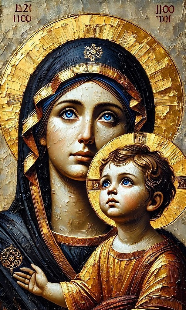 Алмазная мозаика Богородица с малышом квадратные камни/без подрамника 30х50 см (32927377)