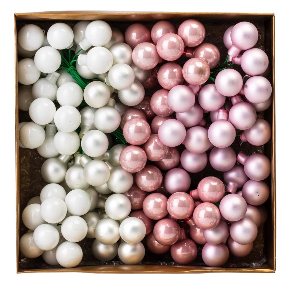 Набір ялинкових кульок Зимові ягідки 2 см х 144 шт. Біло-рожевий (6024-021) - фото 1 Набір ялинкових кульок Зимові ягідки 2 см х 144 шт. Біло-рожевий (6024-021) - фото 1