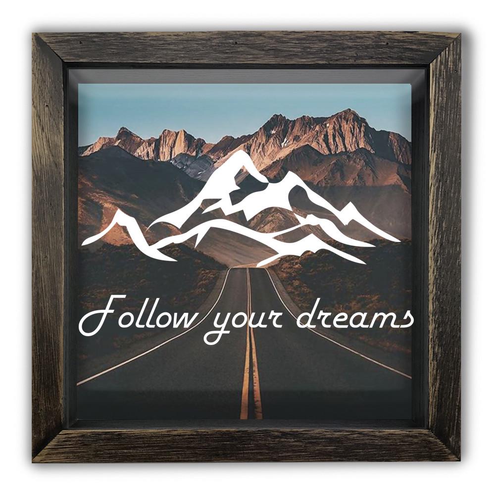 Скарбничка Follow your dreams дерев'яна 20x20x6,5 см вінтажна Коричневий (хркп0003ква)