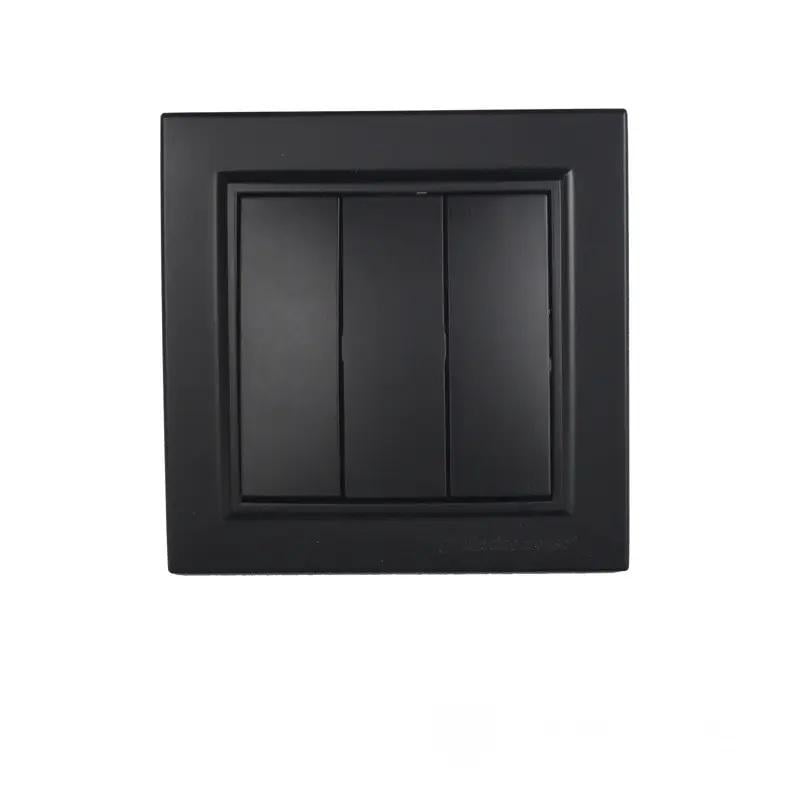 Выключатель тройной ElectroHouse Enzo IP22 Безупречный графит (EH-2185-PG)