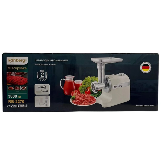 Мясорубка электрическая Rainberg RB-2270 шнековая 3800 Вт Белый (ML-04861) - фото 8