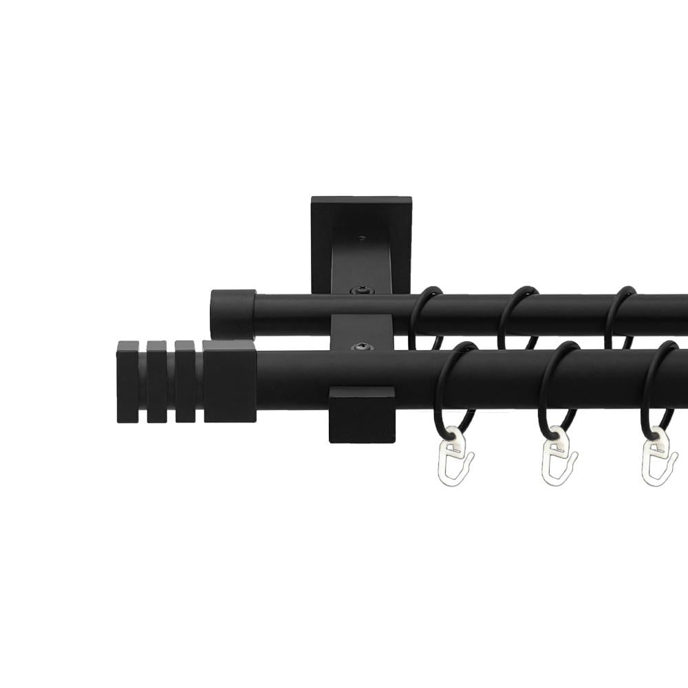 Карниз Orvit Акорда металевий дворядний техно гладка труба кільце металеве 25/19 мм 300 см Чорний Оксамит (00-00025467)