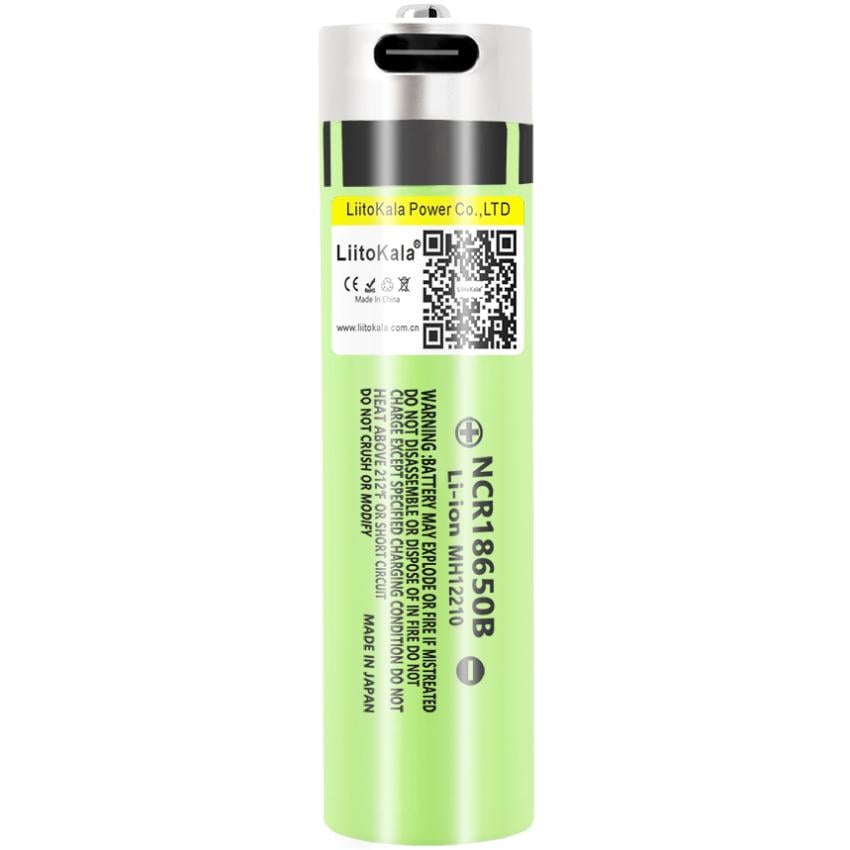 Аккумулятор LiitoKala USB-34B 18650 3,7 Li-ion Type-C 3400 mAh Green (Lii-USB-34B)
