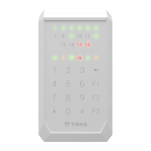 Клавіатура сенсорна світлодіодна Tiras K-PAD16+ до 1000 м 16 індикатор зон NFC/Mifare Білий (7ff06dbe) - фото 2