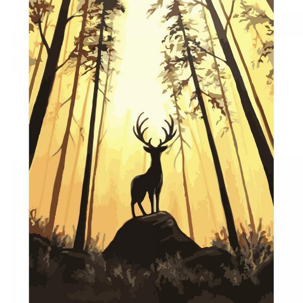 Картина по номерам Strateg Животные Олень на рассвете 40х50 см в термопакете (VA-3184-mt)