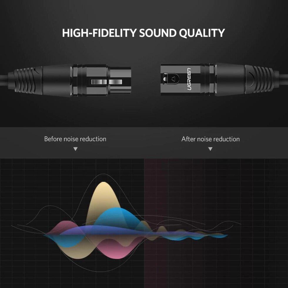 Кабель UGREEN XLR AV130 Male to Female Microphone 2 м Black (20710) - фото 5