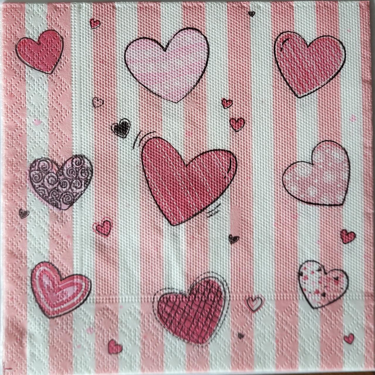 Салфетки столовые бумажные Sharm Сердечки 33х33 см 20 шт. (31514083)