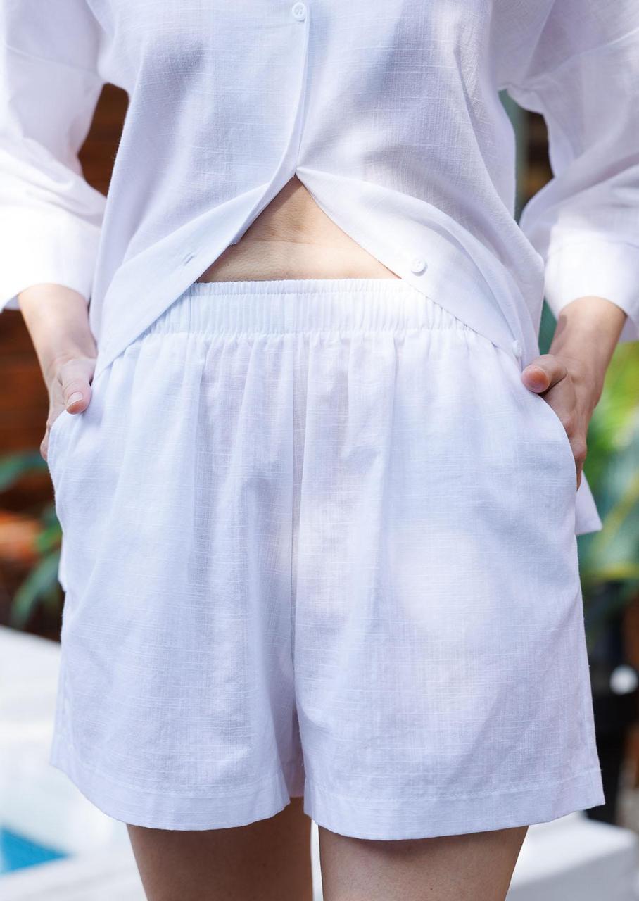 Костюм женский Leinle майка на тонких бретелях/шорты с высокой посадкой XL Белый (1504/69017+1529/69017) - фото 3