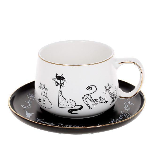 Чашка фарфоровая с блюдцем Flora Cat's Party 0,28 л (32557)