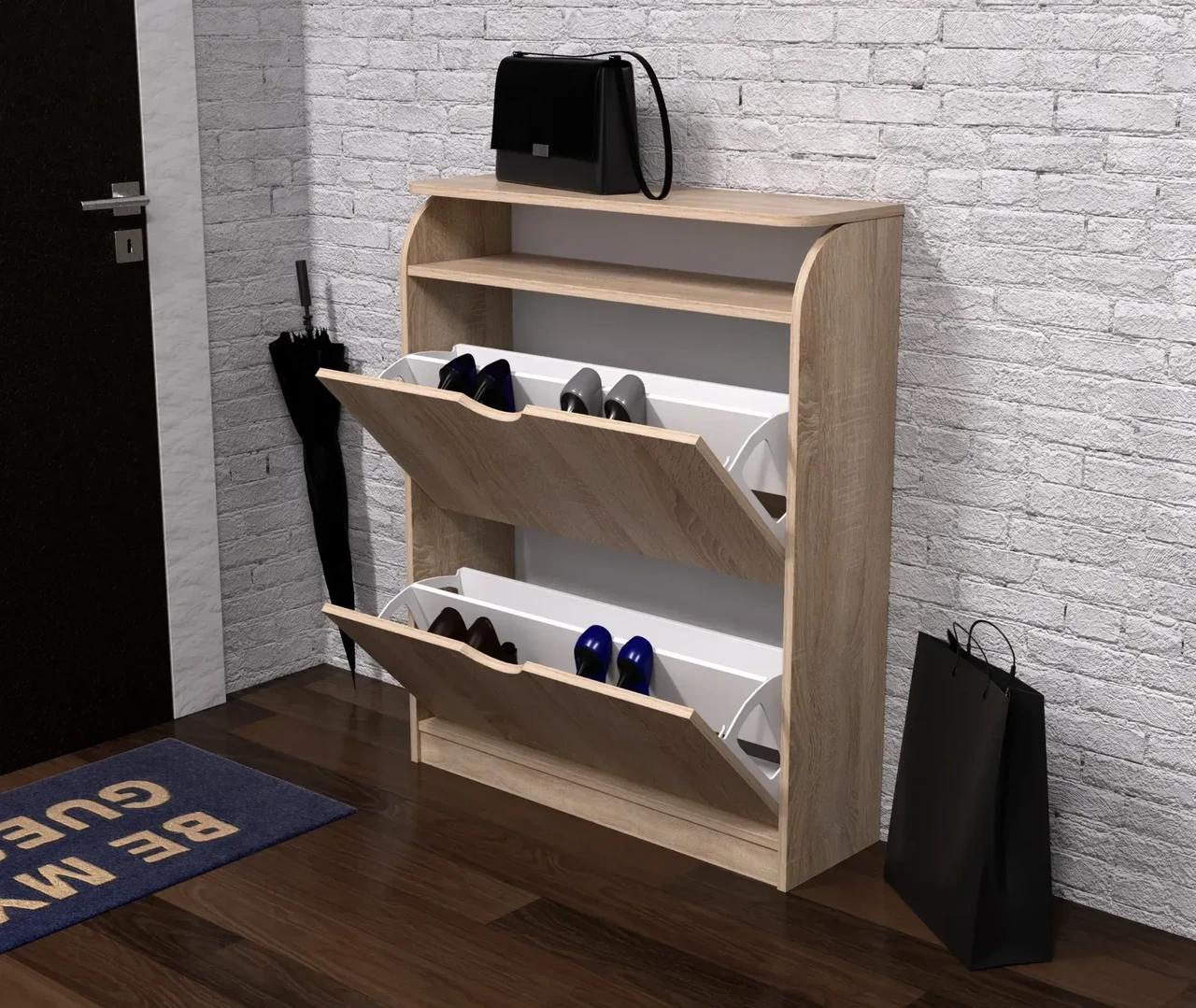 Тумба для взуття Kontinent №1 80х25х100 см Дуб Сонома (53383100) - фото 1 Тумба для взуття Kontinent №1 80х25х100 см Дуб Сонома (53383100) - фото 1
