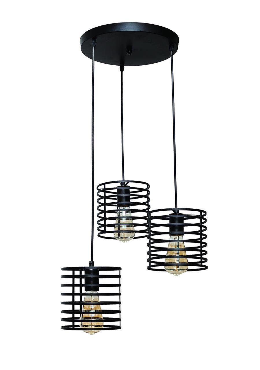 Подвесной светильник Levistella 707-P9150F-3 BK 300 из трех плафонов на круглой планке 30х16х16 см (14-16-LVS04736)