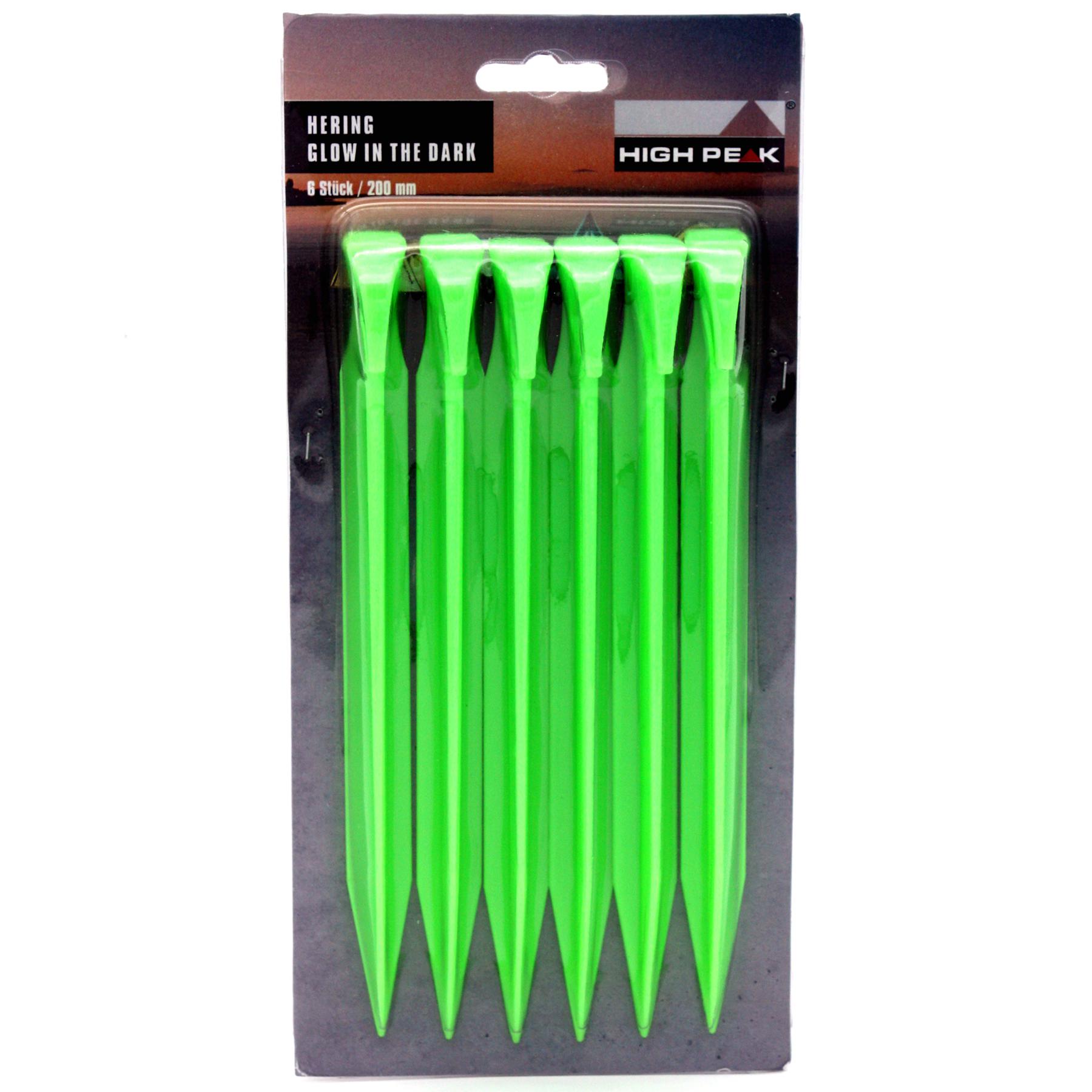 Колышки High Peak Glow in the Dark ABS Peg Luminous 20 см 6 шт. Green (42202) - фото 1