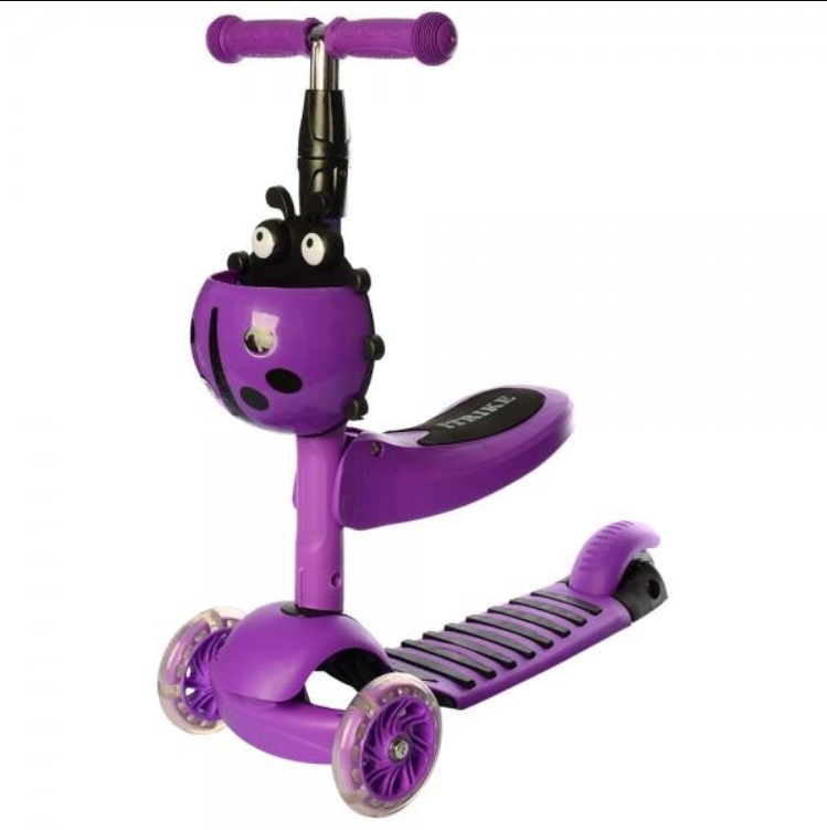 Самокат трехколесный iTrike MAXI колеса ПВХ с подсветкой Фиолетовый (JR 3-054-F)