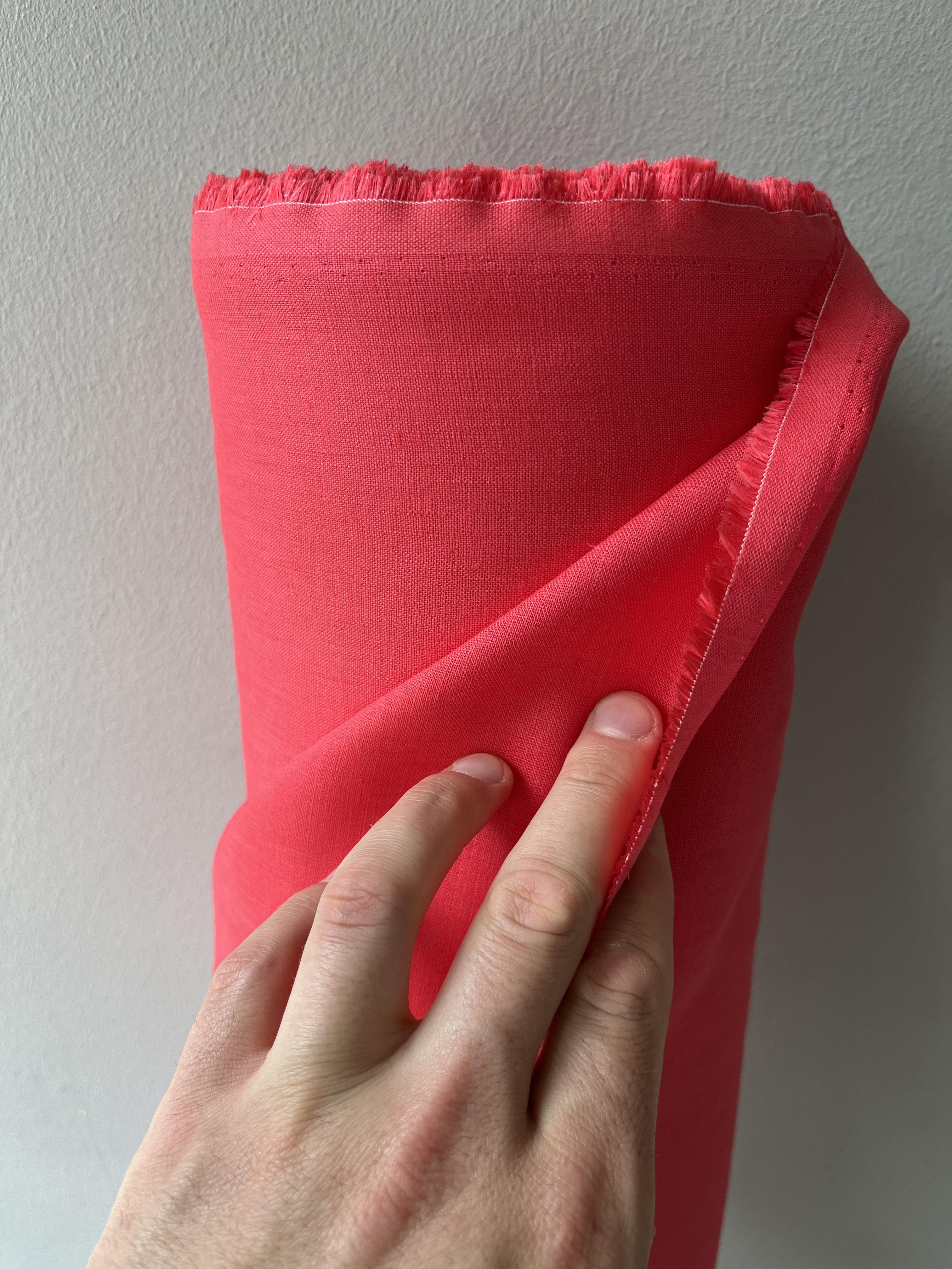 Ткань рубашечно-платья Linen Plus 100% лен 143 см 1284 Красный - фото 4