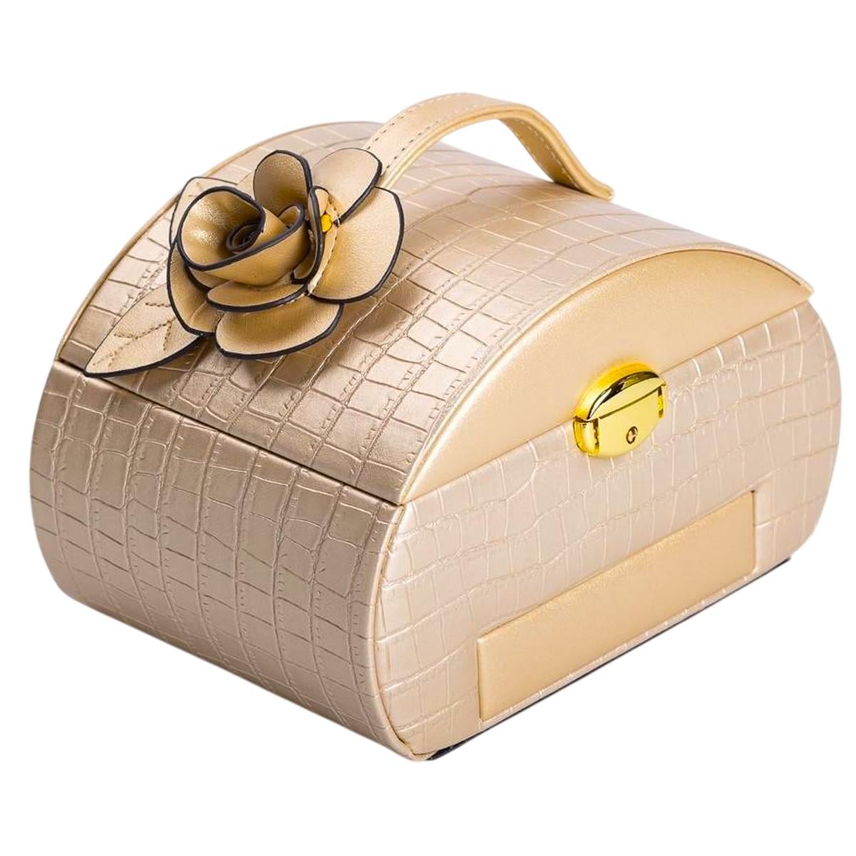 Кейс-органайзер для украшений с защелкой 24х17х18 см Золотистый (HP-5-21GOLD)