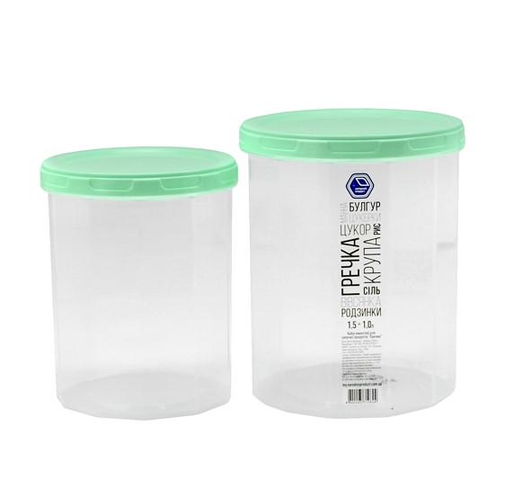Набір харчових контейнерів Stenson з різьбленням 1 л/1,5 л d 12,5х15,5 см 2 пр. (AN012899)