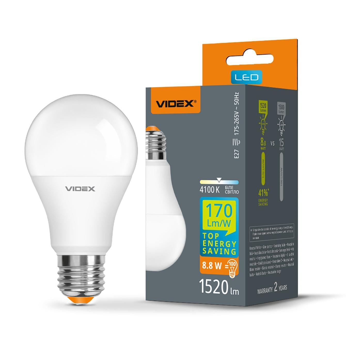 Лампа LED Videx A60h 8,8W E27 4100K (36486250) Лампа LED Videx A60h 8,8W E27 4100K (36486250)