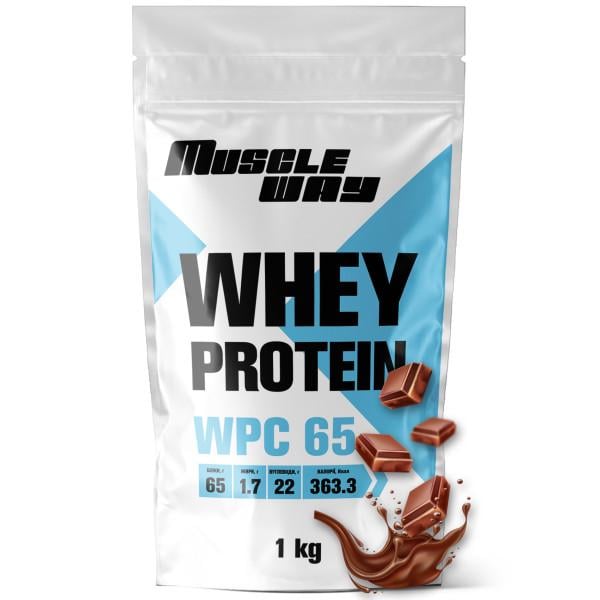Протеин сывороточный для роста мышц MuscleWay WPC 65 концентрат 1 кг Шоколад (21-137-WPro-65-ch-1kg) Протеин сывороточный для роста мышц MuscleWay WPC 65 концентрат 1 кг Шоколад (21-137-WPro-65-ch-1kg)