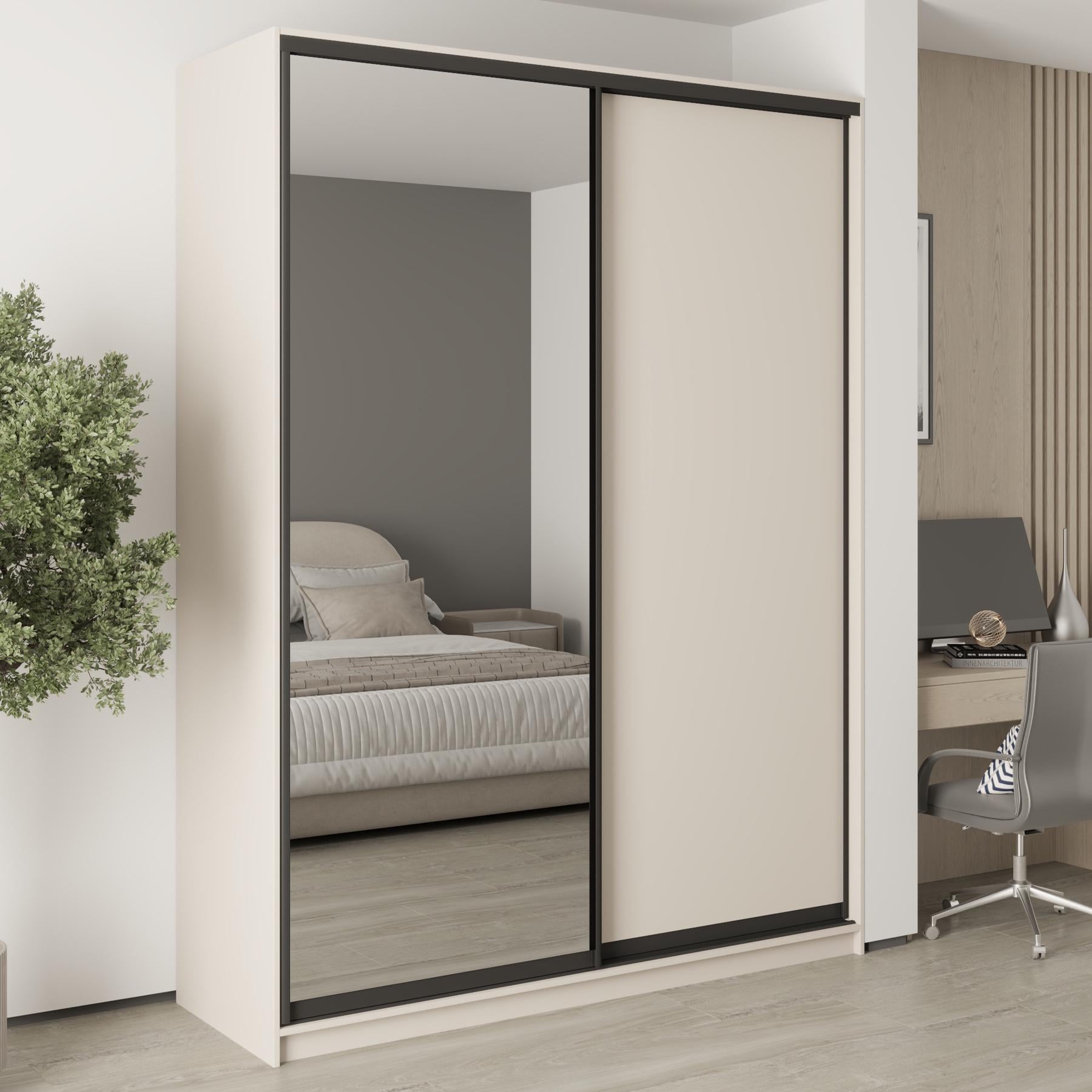Шкаф-купе 2-дверный MebelStar Комбо BG ДСП/зеркало 180x45x240 см Кашемир (MBS-10687)