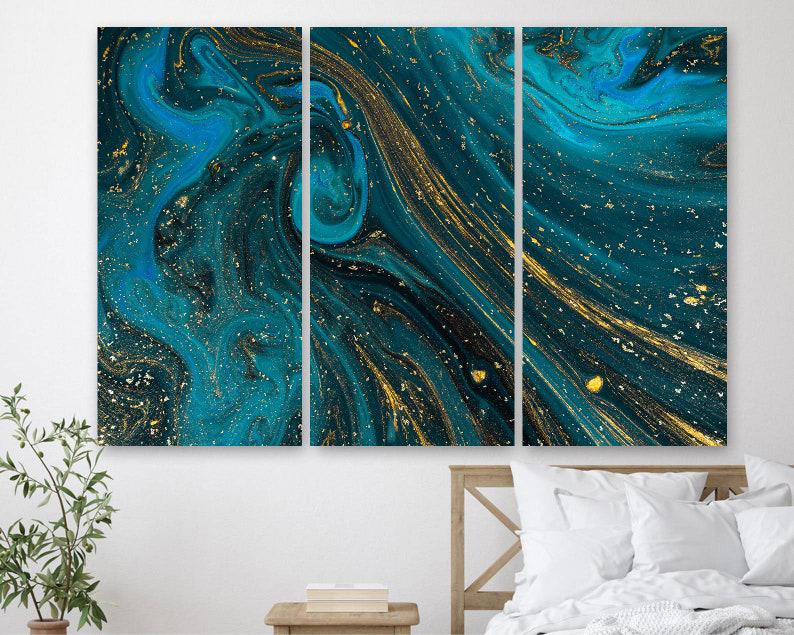 Модульная картина на холсте из трех частей KIL Art Холодная мраморная поверхность 128x81 см (M3_L_399)