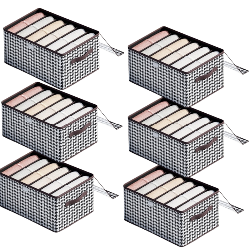 Органайзеры для хранения одежды и вещей 6 секций 6 шт. 44х30х20 см Черно-белый (60034/6)