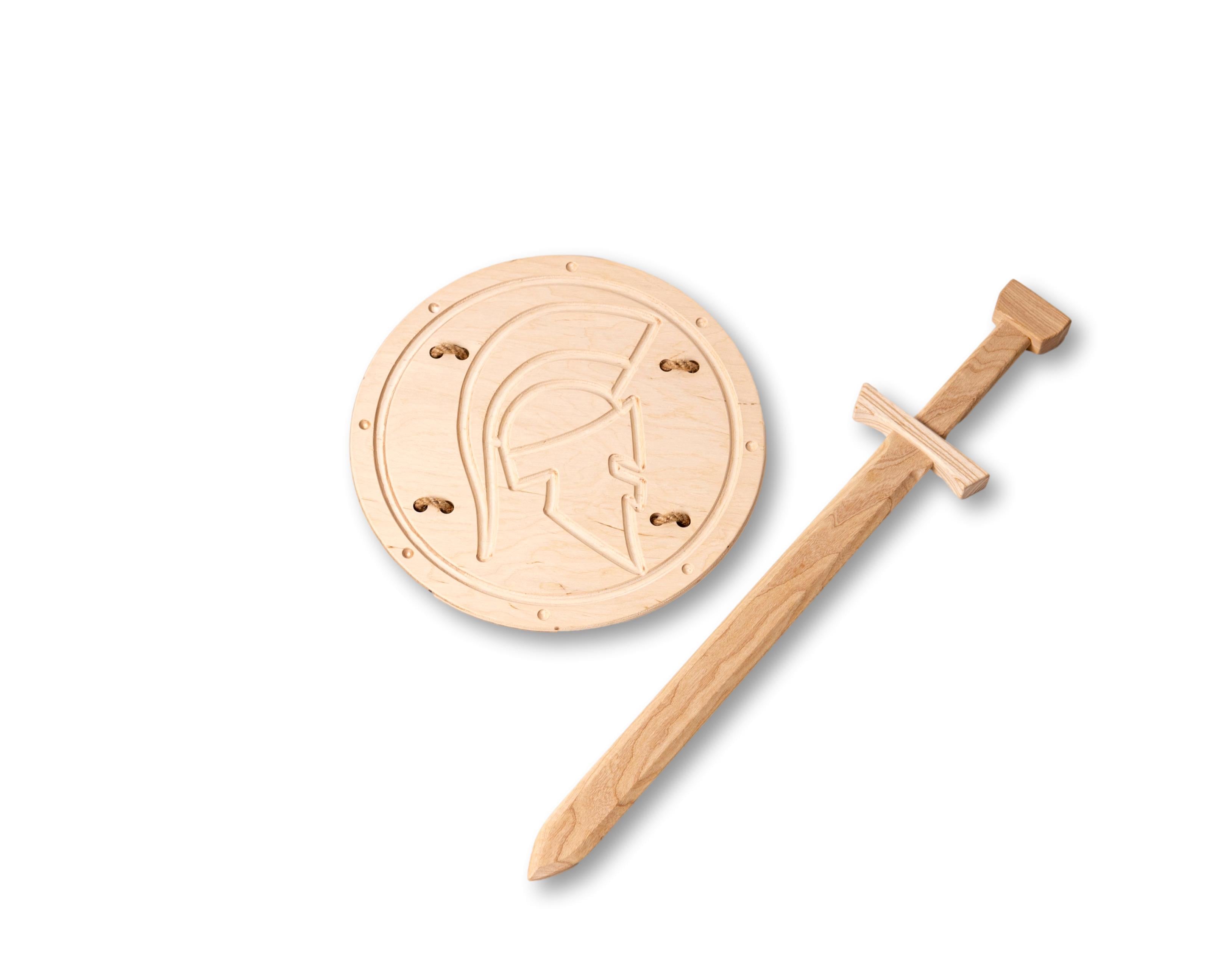 Меч детский деревянный 57 см и щит Римский 30 см